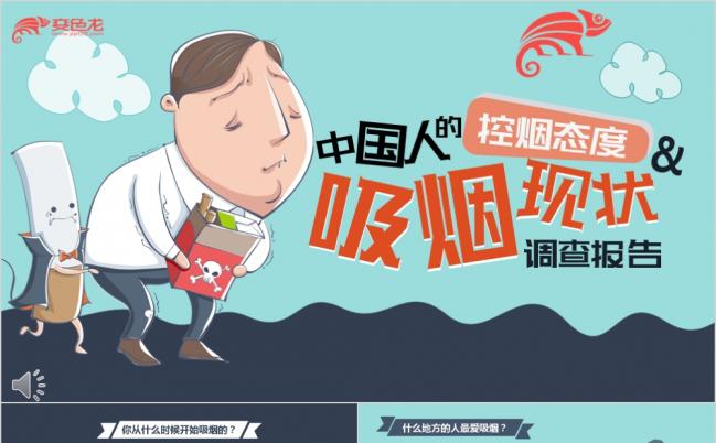 卡通风简约中国人控烟态度吸烟现状调查报告PPT模板缩略图
