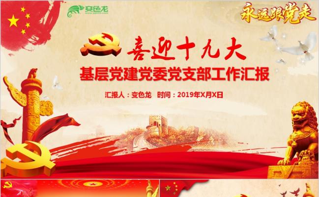 大气严谨喜迎十九大基层党委党支部党建工作汇报PPT模板缩略图