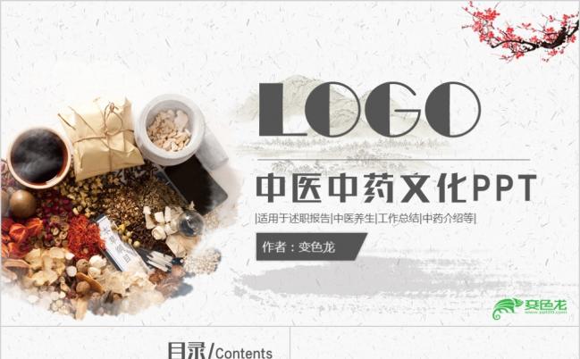 简约淡雅中国风中医中药文化PPT模版缩略图