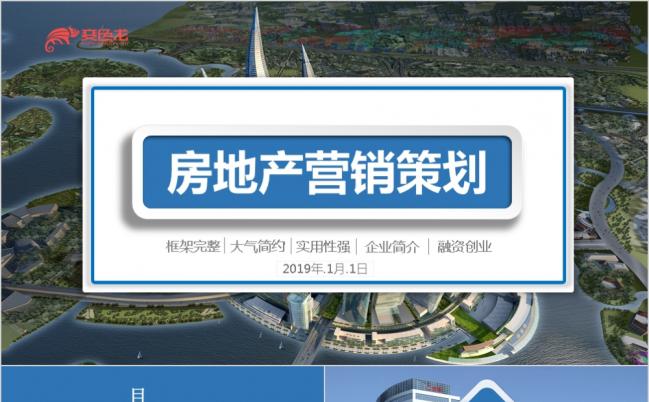极简风蓝色房地产公司宣传项目推广营销策划ppt模板缩略图