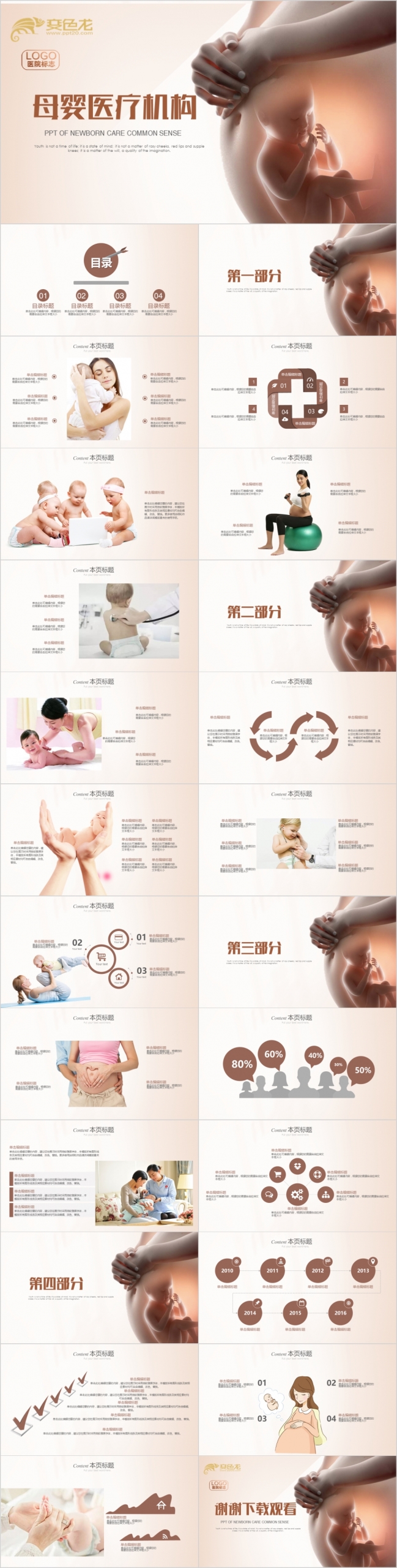 简约完整母婴医疗机构宣传PPT模版