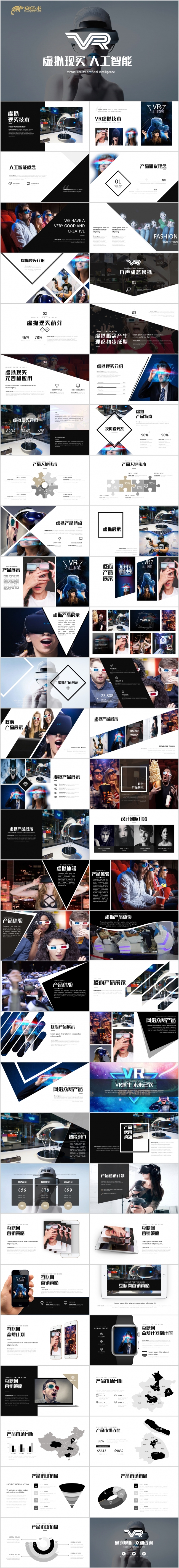 个性VR虚拟现实人工智能产品介绍PPT模版