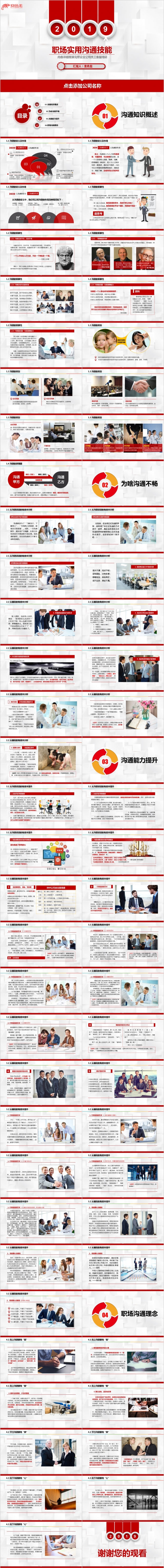 红色微粒体企业公司职场实用沟通技巧培训课件PPT模板
