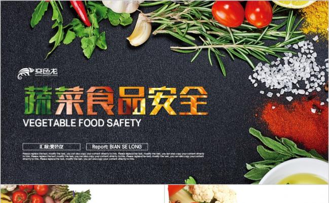 健康生活安全食品绿色蔬菜健康养生水果蔬菜PPT模板缩略图