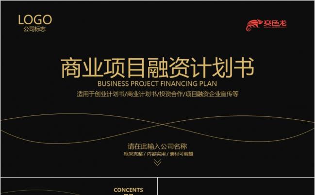 黑金时尚酷炫商业项目融资计划书PPT模版缩略图