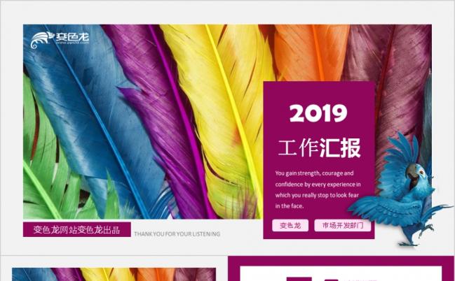 趣味彩色羽毛时尚工作总结项目汇报教师课件PPT模板缩略图