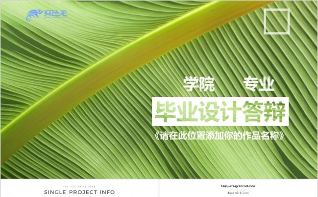 简约精美芭蕉叶毕业答辩PPT模版缩略图