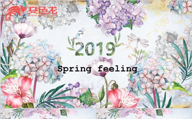 2019清新水彩花卉年度工作总结PPT模版缩略图