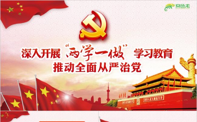 红色深入开展两学一做学习教育推动全面从严治党PPT模板缩略图