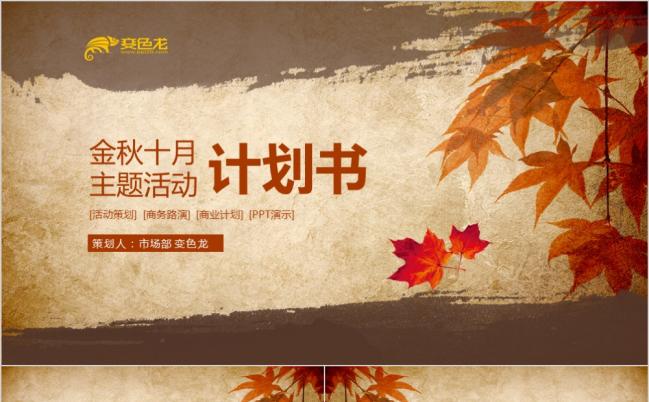 金秋十月2019活动策划企业商务路演合作计划ppt模板缩略图