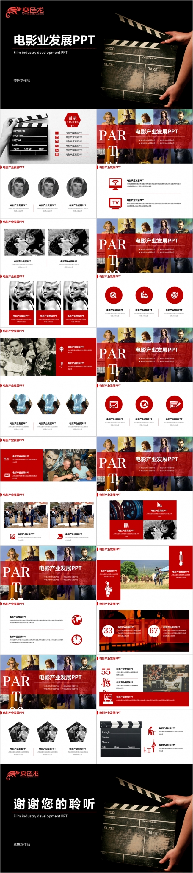 热情大气电影行业发展总结分析PPT模版