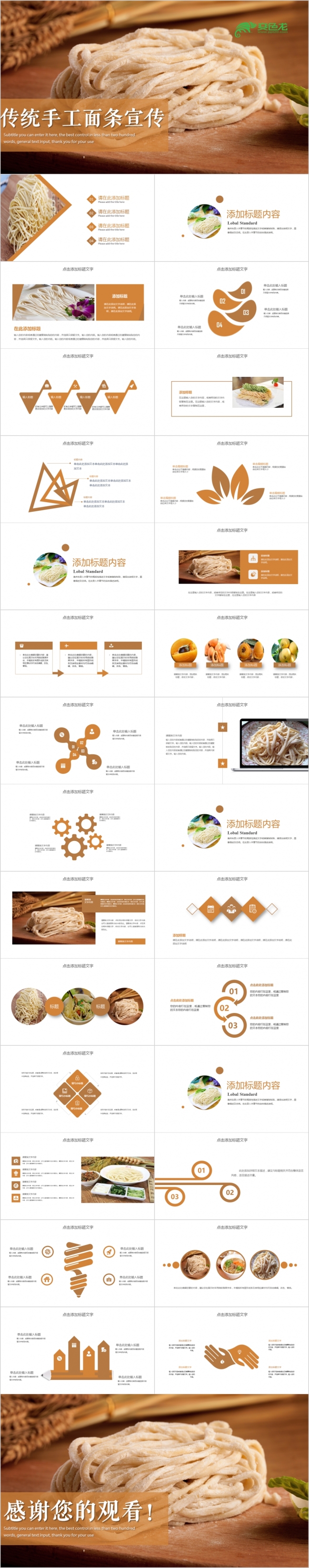 精美简约传统手工面条宣传PPT模版
