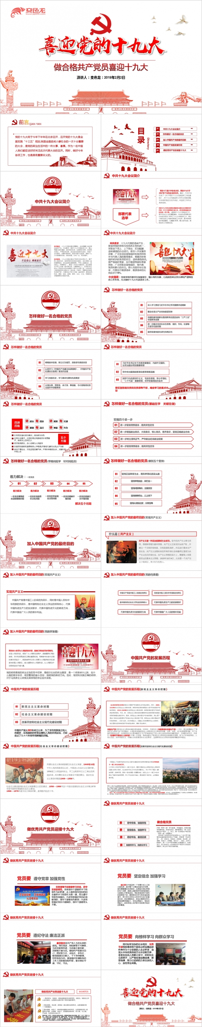 喜迎十九大做合格共产党员党课培训PPT模版