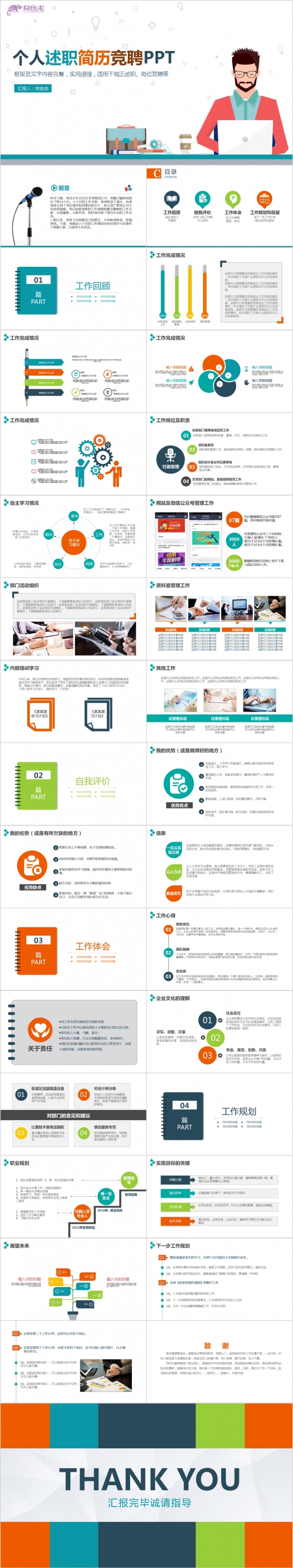 创意实用个人述职简历竞聘PPT模版
