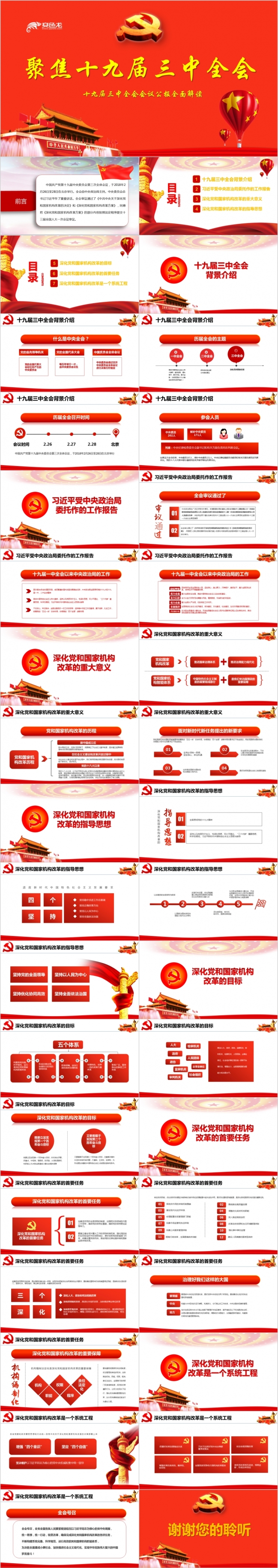 十九大政策解读报告政治报告党建学习报告通用ppt模板