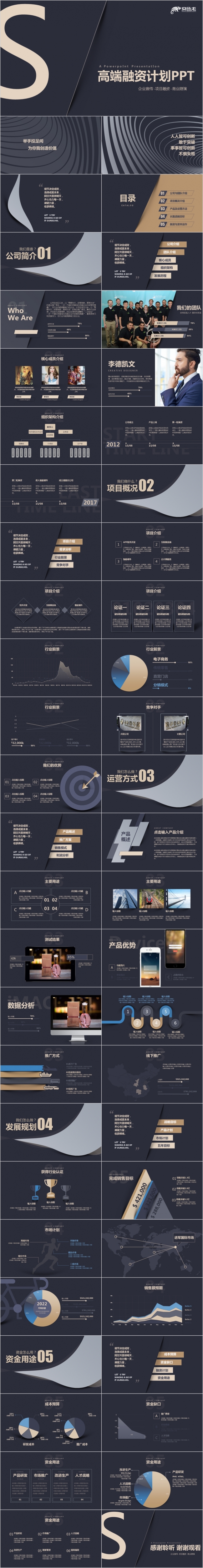 时尚高端大气企业融资计划书PPT模版