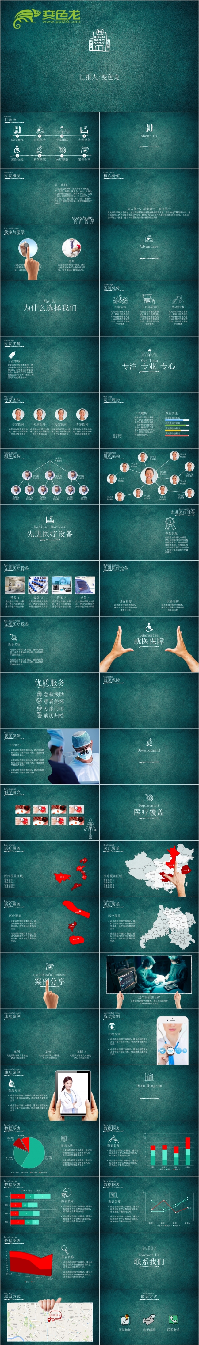 手绘医疗医院宣传介绍PPT模板