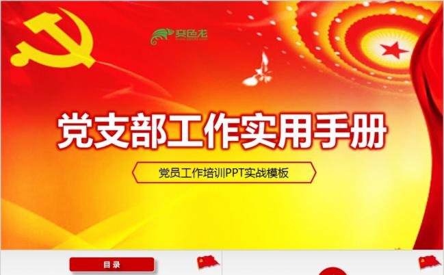 党支部工作实用手册党员党委成员培训PPT模板缩略图