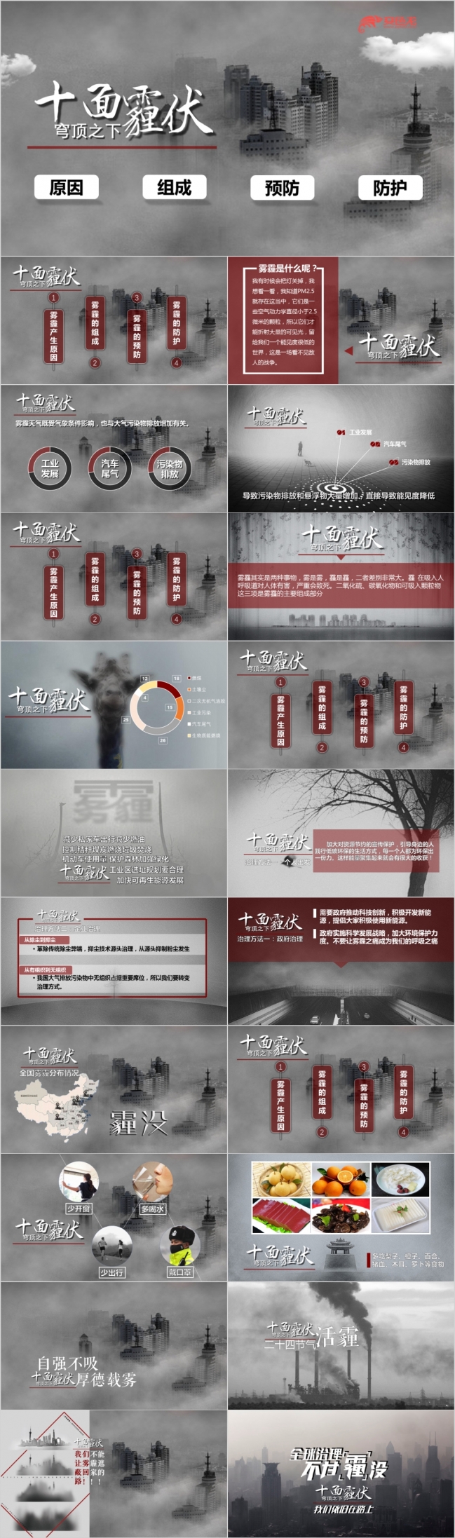 雾霾的认识与防护环保知识主题PPT模板