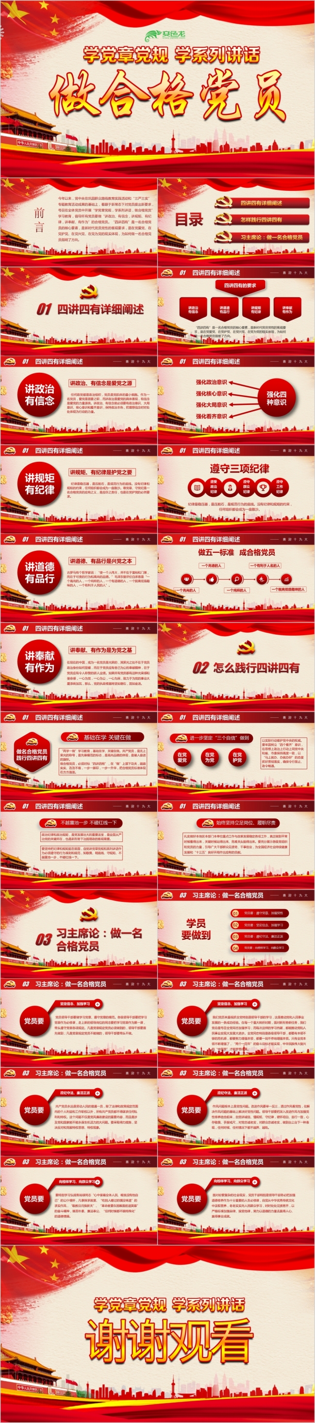 精美大气喜迎十九大做合格党员PPT模板