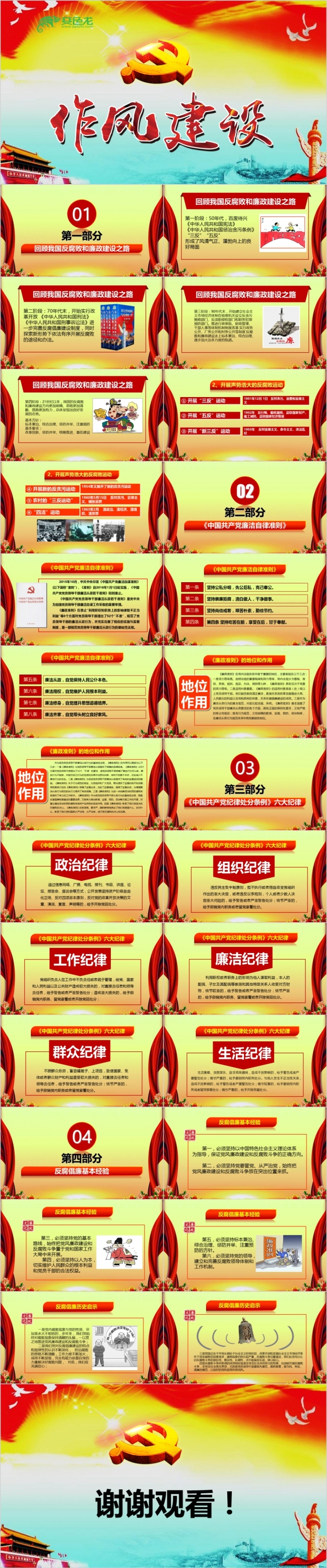 简洁大气党员作风建设精神培训学习PPT模板