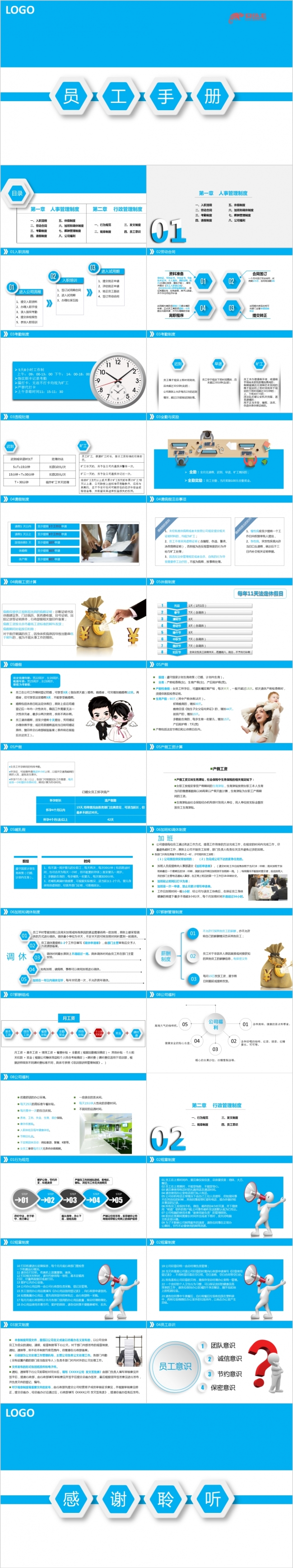 扁平设计新员工入职培训手册PPT模板
