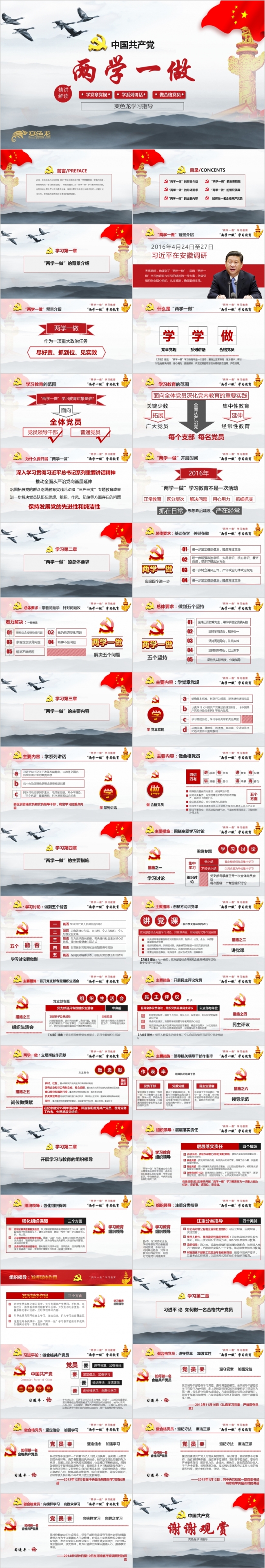两学一做完全解读精致精美实用ppt模板