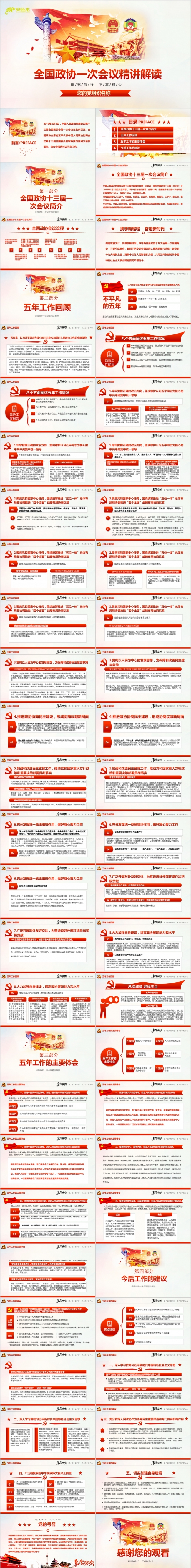 简单大方全国两会政协常委会工作报告会议精神解读ppt模板