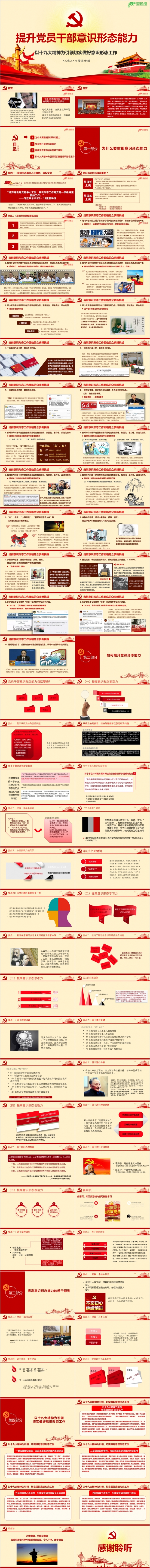 以十九大精神为引领提升党员干部意识形态能力专题党课PPT模板
