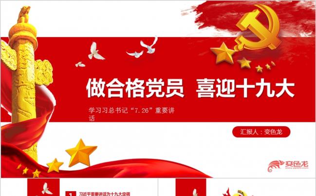 党风做合格党员喜迎十九大党委党政学习教育PPT模板缩略图