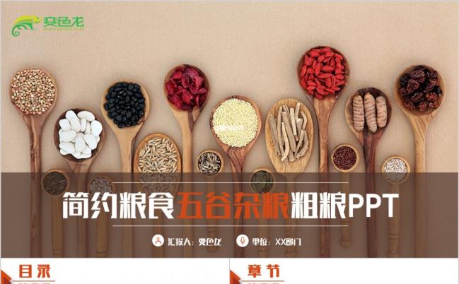2019简洁五谷杂粮粮食粗粮健康食品有机食物PPT模板缩略图