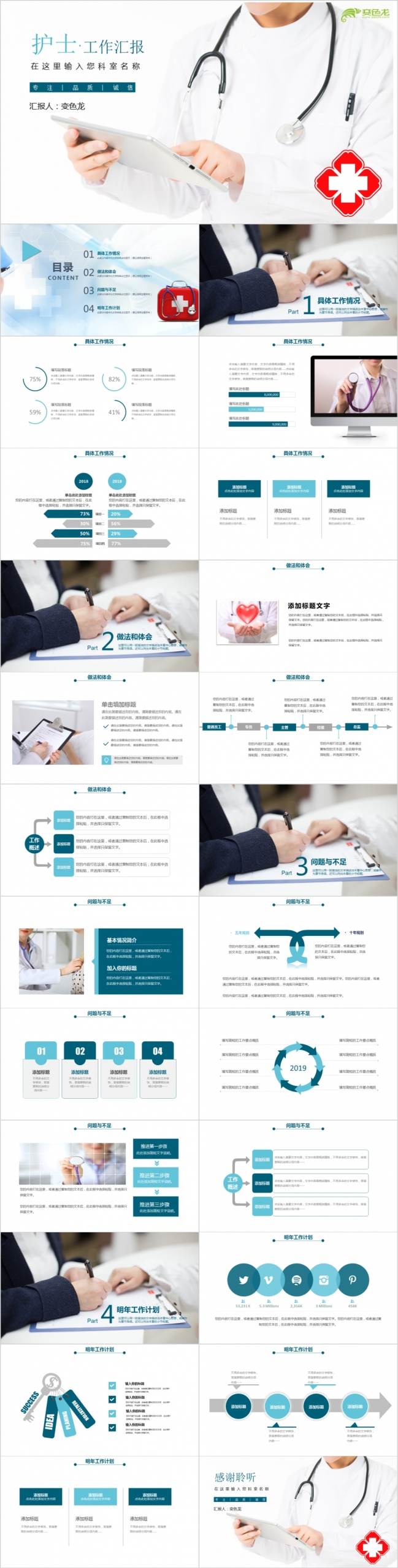 2019简约医疗医院护理护士工作汇报PPT模板
