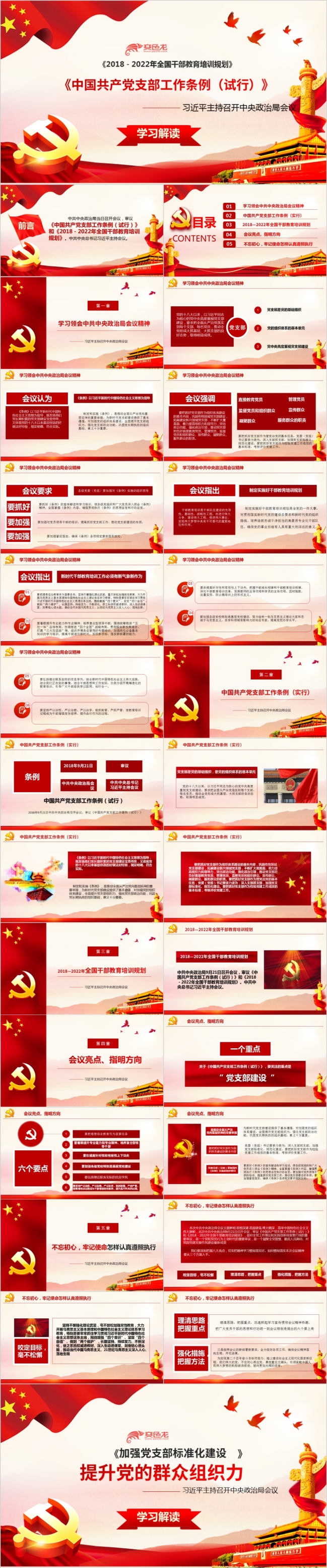 2019中国共产党党支部工作条例解读ppt模板