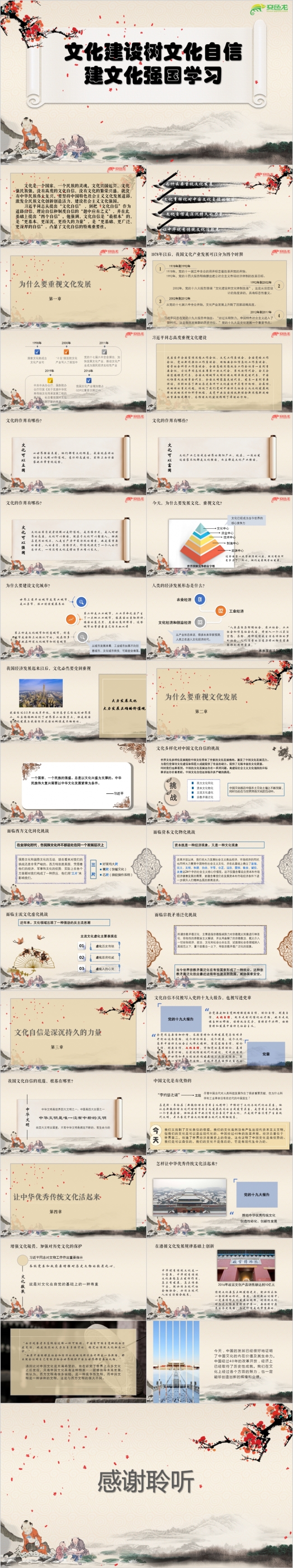 2019中国风建设自信建文化强国学习ppt课件