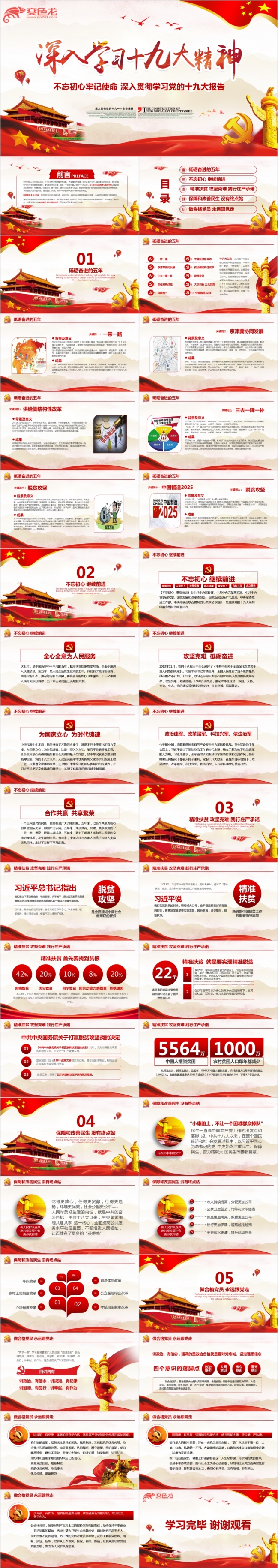 贯彻学习党的十九大报告十九大精神解读PPT动态模板