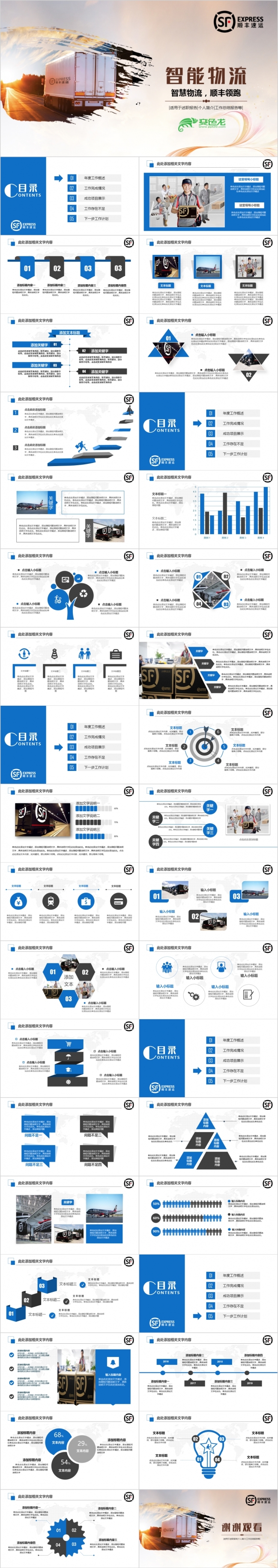 2019智能物流顺丰快递货运运输公司PPT模板