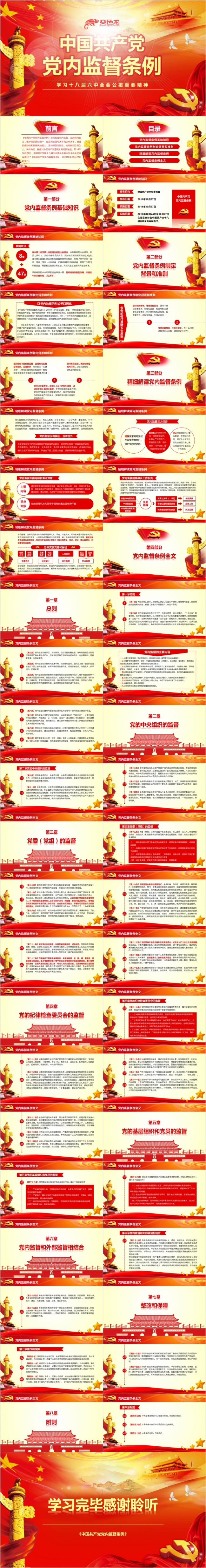 2019最新版中国共产党党内监督条例学习解读ppt模板