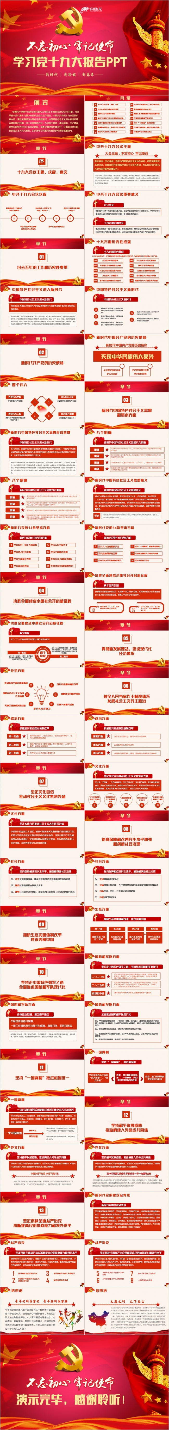 【不忘初心】高端十九大报告全文解读含WORD文稿PPT模板