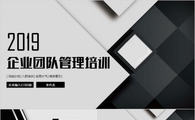 2019黑白创意大气企业团队管理培训PPT模版缩略图