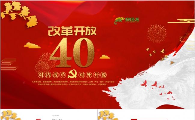 改革开放40年邓小平理论中国历史PPT模板缩略图