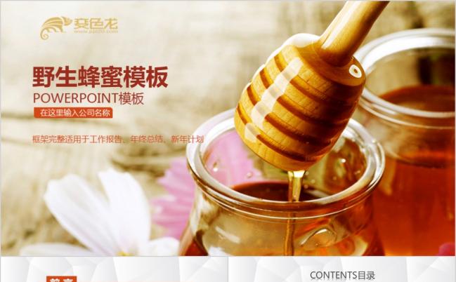 简约精致微粒体野生蜂蜜推广PPT模版缩略图