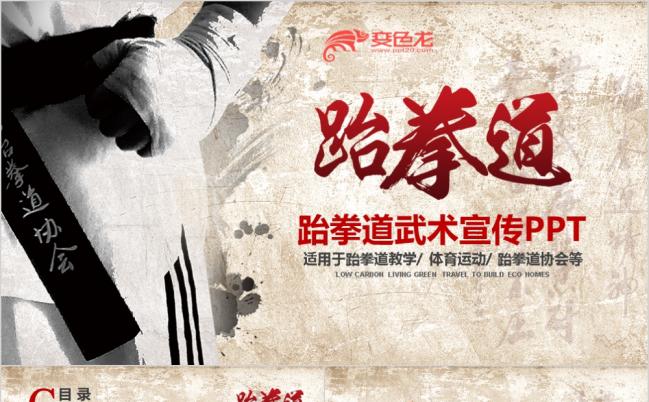 2019跆拳道招生推广武术行业宣传PPT模板缩略图