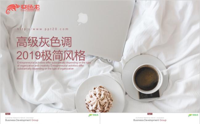 2019高级灰色调极简风格莫兰迪商务PPT模板缩略图
