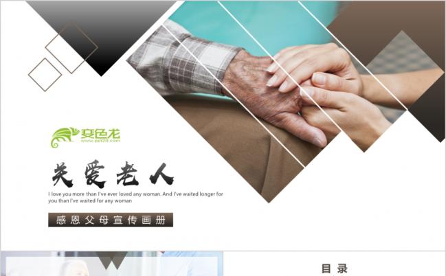 温馨爱心慈善关爱老人关爱空巢老人公益宣传PPT模板缩略图