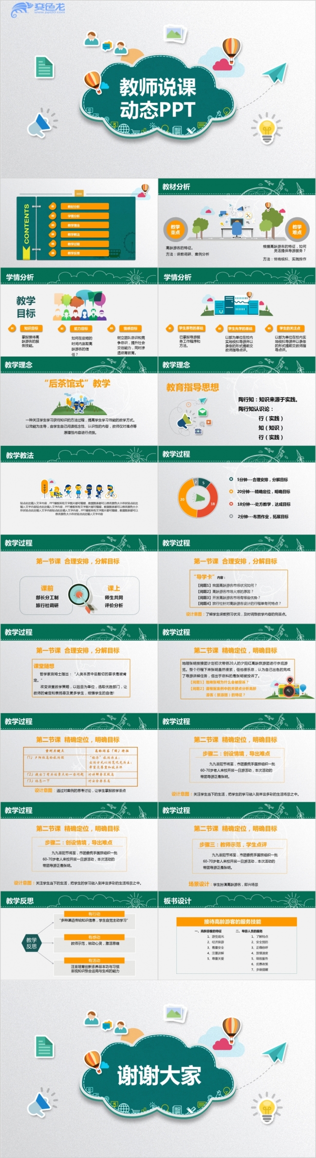 2019卡通简约黑板风教师说课动态ppt模板