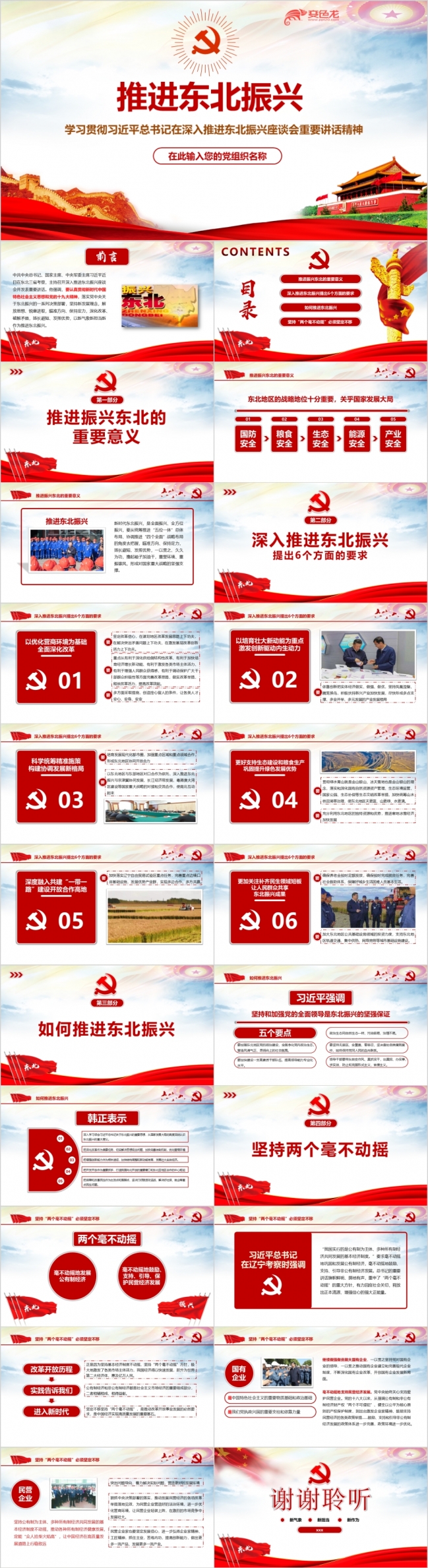 推进东北振兴座谈会重要讲话精神学习解读专题ppt模板