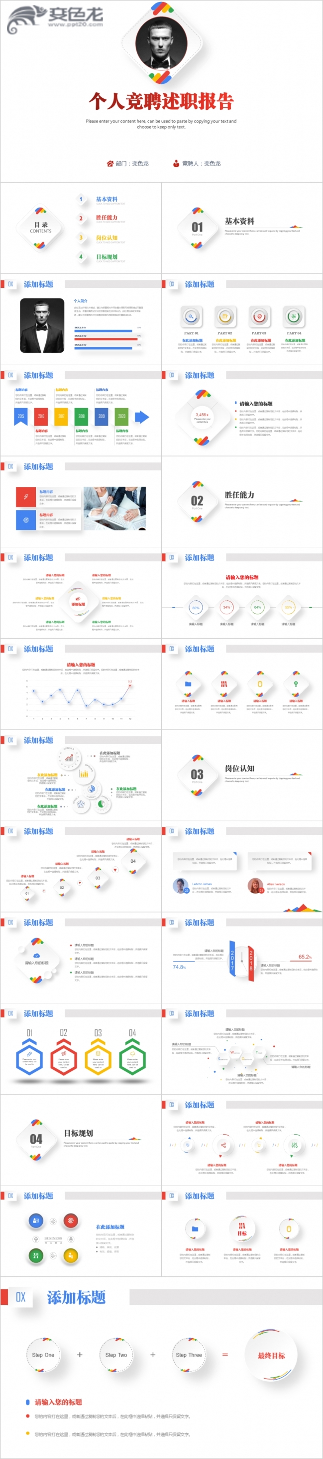 个性创意个人竞聘求职述职简历个人历程自我介绍PPT模板