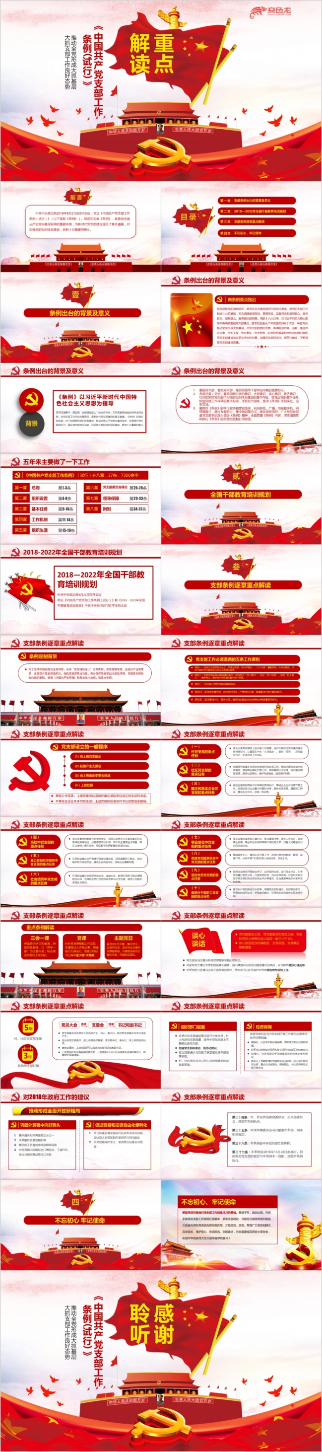 精美重点解读中国共产党支部工作条例PPT模版