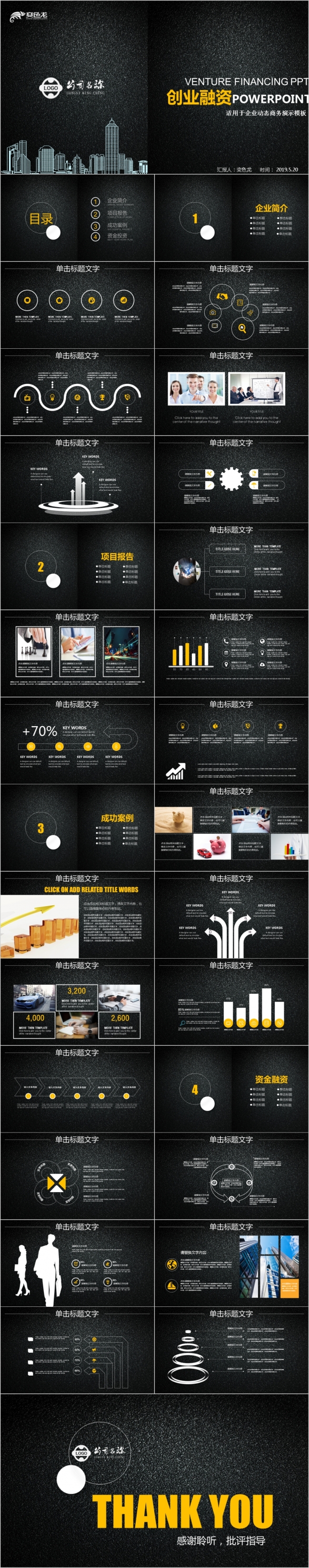 黑色时尚磨砂创业融资计划书PPT模版