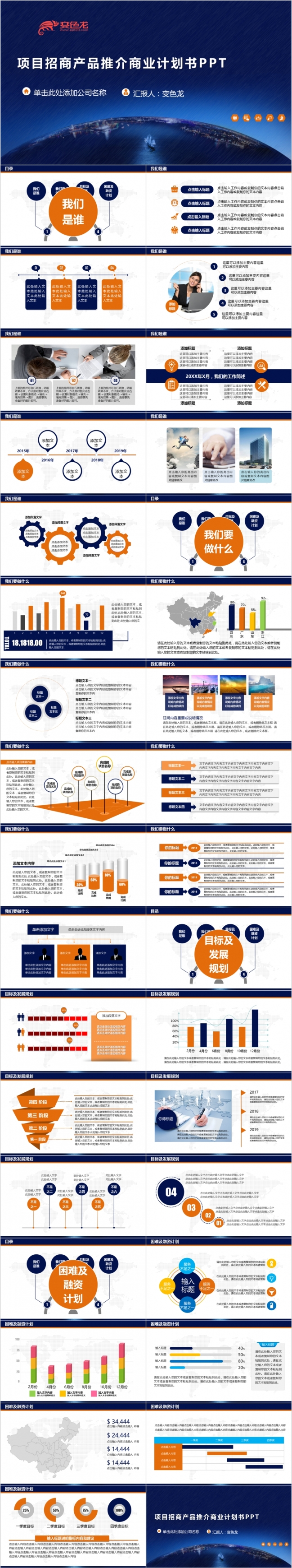 2019框架完整项目招商产品推介商务创业计划书动态通用PPT模板